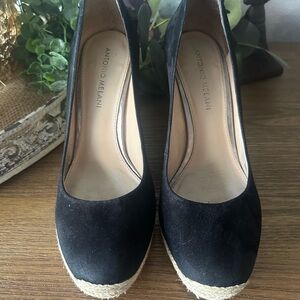 Antonio Melani Black Espadrille Wedge Shoe
